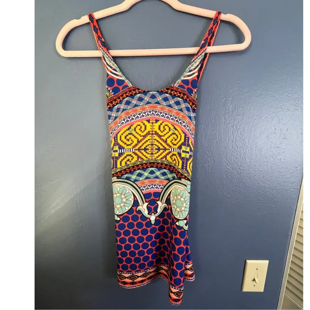Hale Bob Geometric Criss Cross Back tank top multicolor 100% Polyester XS NWT